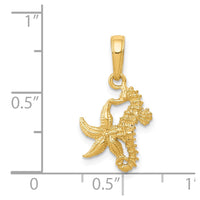 Load image into Gallery viewer, 14K Solid Seahorse and Starfish Pendant
