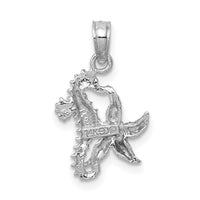 Load image into Gallery viewer, 14K White Gold Solid Seahorse and Starfish Pendant
