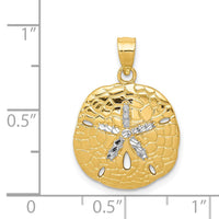 Load image into Gallery viewer, 14K with White Rhodium Polished Diamond-Cut Sand Dollar Pendant
