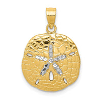 Load image into Gallery viewer, 14K with White Rhodium Polished Diamond-Cut Sand Dollar Pendant
