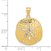 Load image into Gallery viewer, 14K with White Rhodium Polished Diamond-Cut Sand Dollar Pendant
