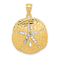 Load image into Gallery viewer, 14K with White Rhodium Polished Diamond-Cut Sand Dollar Pendant
