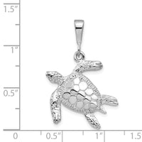 Load image into Gallery viewer, 14k White Gold Solid Polished Open-Backed Sea Turtle Pendant
