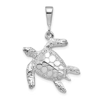 Load image into Gallery viewer, 14k White Gold Solid Polished Open-Backed Sea Turtle Pendant

