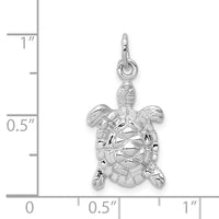 Load image into Gallery viewer, 14k White Gold Solid Polished Open-Backed Turtle Charm
