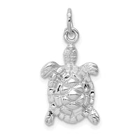 Load image into Gallery viewer, 14k White Gold Solid Polished Open-Backed Turtle Charm
