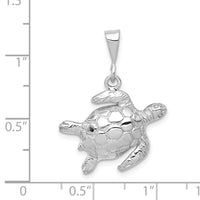 Load image into Gallery viewer, 14k White Gold Solid Polished Open-Backed Sea Turtle Pendant
