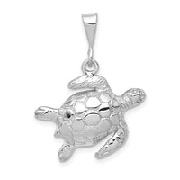 Load image into Gallery viewer, 14k White Gold Solid Polished Open-Backed Sea Turtle Pendant
