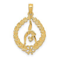 Load image into Gallery viewer, 14k Solid Polished Framed Gymnast Pendant
