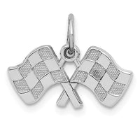 Load image into Gallery viewer, 14k White Gold Polished Checkered Flags Charm
