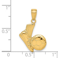 Load image into Gallery viewer, 14K Solid Open-Backed Soccer Shoe and Ball Pendant
