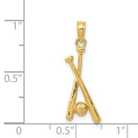 Load image into Gallery viewer, 14K Polished Open-Backed Bats and Baseball Pendant
