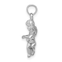 Load image into Gallery viewer, 14k  3D White Gold Polished Solid Angel Pendant
