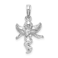 Load image into Gallery viewer, 14k  3D White Gold Polished Solid Angel Pendant
