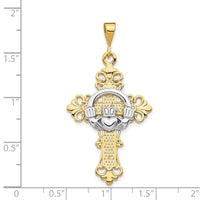 Load image into Gallery viewer, 14k Two-tone Claddagh Cross Pendant
