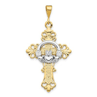 Load image into Gallery viewer, 14k Two-tone Claddagh Cross Pendant
