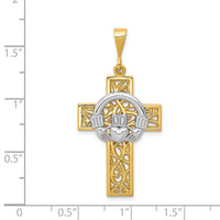 Load image into Gallery viewer, 14k Two-tone Claddagh Cross Pendant
