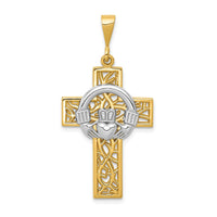 Load image into Gallery viewer, 14k Two-tone Claddagh Cross Pendant
