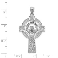 Load image into Gallery viewer, 14k White Gold Celtic Claddagh Cross Pendant
