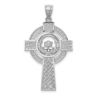 Load image into Gallery viewer, 14k White Gold Celtic Claddagh Cross Pendant
