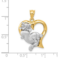 Load image into Gallery viewer, 14k Two-tone Cat In Heart Charm
