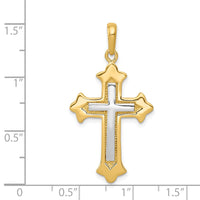 Load image into Gallery viewer, 14k Two-tone Fleur De Lis Cross Pendant
