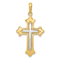 Load image into Gallery viewer, 14k Two-tone Fleur De Lis Cross Pendant
