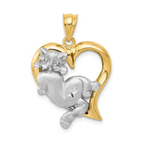 Load image into Gallery viewer, 14k Two-tone Cat In Heart Charm
