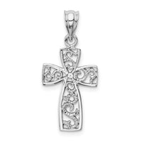Load image into Gallery viewer, 14k White Gold Filigree Cross Pendant

