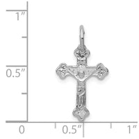 Load image into Gallery viewer, 14k White Gold  Satin Diamond-cut Crucifix Charm
