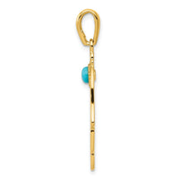 Load image into Gallery viewer, 14k Turquoise Filigree Chamseh Pendant
