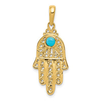 Load image into Gallery viewer, 14k Turquoise Filigree Chamseh Pendant
