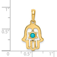 Load image into Gallery viewer, 14k Turquoise Chamseh Pendant
