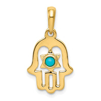 Load image into Gallery viewer, 14k Turquoise Chamseh Pendant
