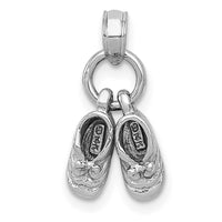 Load image into Gallery viewer, 14k 3D Moveable White Gold Baby Shoes Charm
