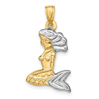 Load image into Gallery viewer, 14K with White Rhodium 3-D Mermaid Pendant
