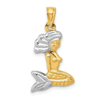Load image into Gallery viewer, 14K with White Rhodium 3-D Mermaid Pendant
