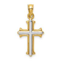 Load image into Gallery viewer, 14k w/Rhodium Reversible Hollow Cross Pendant

