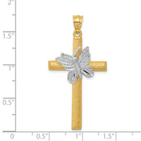 Load image into Gallery viewer, 14k Two-tone Cross w/Butterfly Pendant
