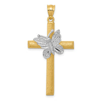 Load image into Gallery viewer, 14k Two-tone Cross w/Butterfly Pendant
