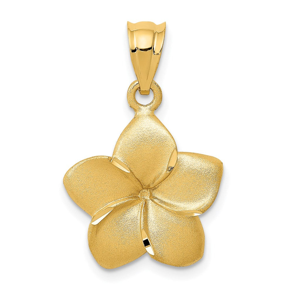14k Plumeria Floral Charm Pendant
