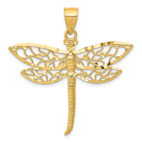 Load image into Gallery viewer, 14K Diamond-cut Dragonfly Pendant
