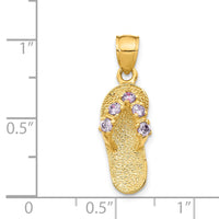 Load image into Gallery viewer, 14k  3D February/CZ Birthstone Flip Flop Pendant
