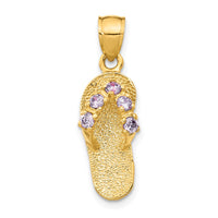 Load image into Gallery viewer, 14k  3D February/CZ Birthstone Flip Flop Pendant
