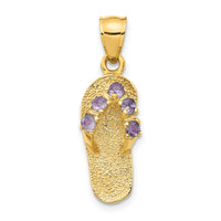 Load image into Gallery viewer, 14k  3D June/CZ Birthstone Flip Flop Pendant

