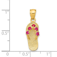 Load image into Gallery viewer, 14k  3D July/CZ Birthstone Flip Flop Pendant
