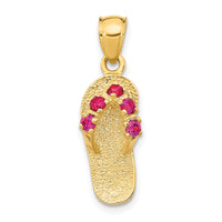 Load image into Gallery viewer, 14k  3D July/CZ Birthstone Flip Flop Pendant
