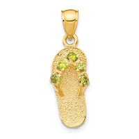 Load image into Gallery viewer, 14k  3D August/CZ Birthstone Flip Flop Pendant
