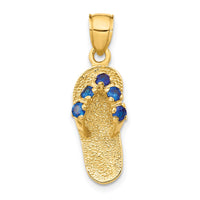 Load image into Gallery viewer, 14k  3D September/CZ Birthstone Flip Flop Pendant
