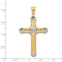 Load image into Gallery viewer, 14K And Rhodium Greek Key Cross Pendant
